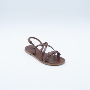 Sandalo Dettaglio Fiori Marrone