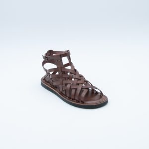 Sandalo Gladiatore Intrecciato Imbottito Marrone