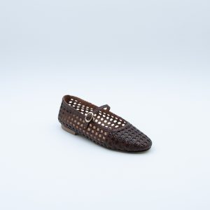 Ballerina Mary Jane Intrecciata Marrone