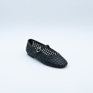 Ballerina Mary Jane Intrecciata Nero